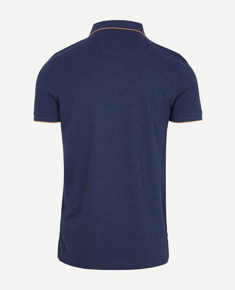 Polo henley piqué donkerblauw sky