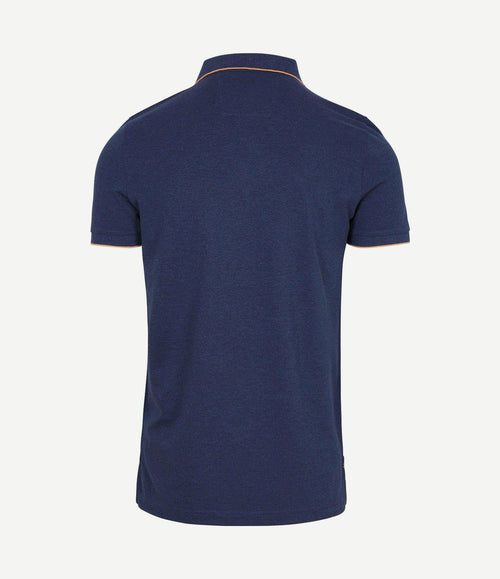 Polo henley piqué donkerblauw sky