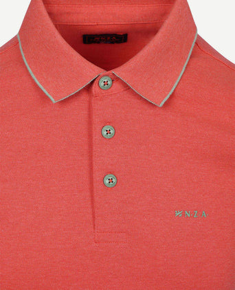 Polo henley piqué rood