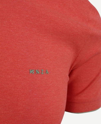 Polo henley piqué rood