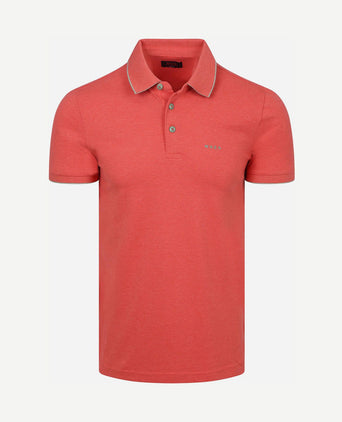 Polo henley piqué rood