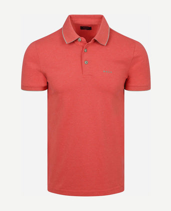 Polo henley piqué rood