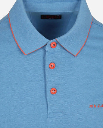 Polo henley piqué sailing blauw