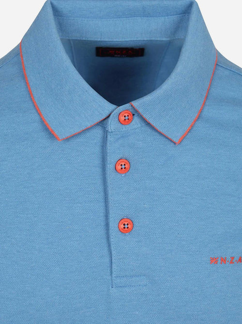 Polo henley piqué sailing blauw