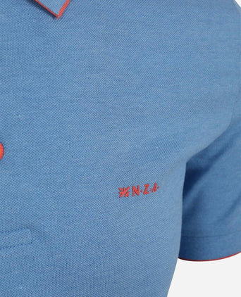 Polo henley piqué sailing blauw