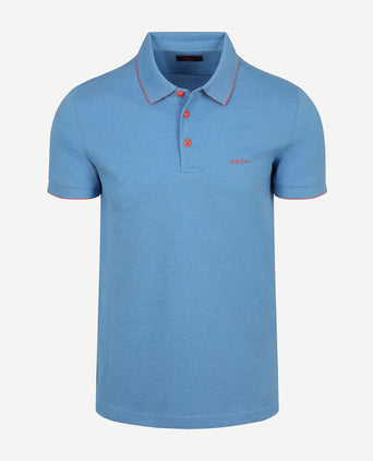 Polo henley piqué sailing blauw