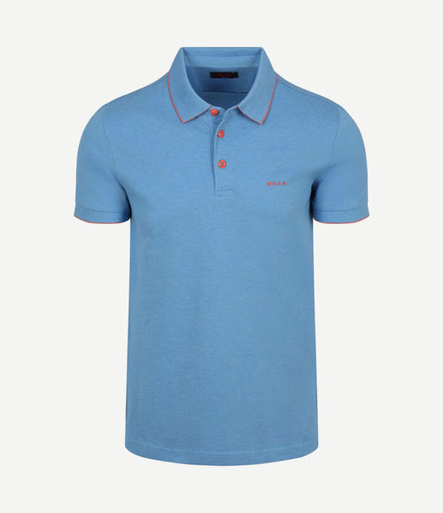 Polo henley piqué sailing blauw