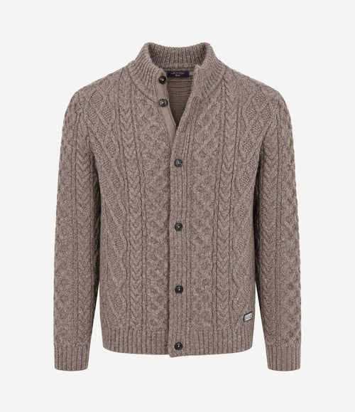Pullover cable wool taupe