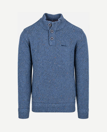 Pullover mocker eltham knit melange capri blue
