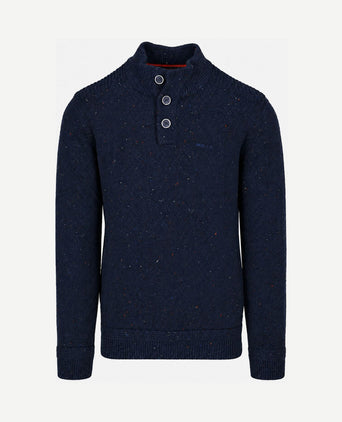 Pullover mocker eltham knit melange Oxford donkerblauw