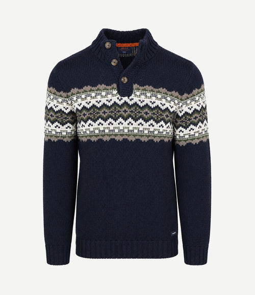 Pullover nordic wool blend donkerblauw