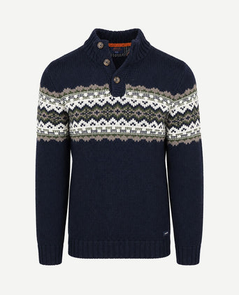Pullover nordic wool blend donkerblauw
