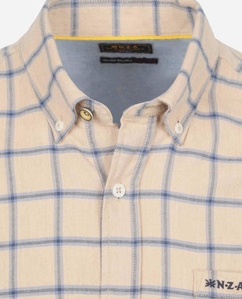NZA shirt armando flanel ruit beige | Regular-fit