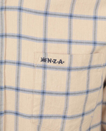 NZA shirt armando flanel ruit beige | Regular-fit