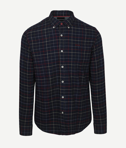 NZA shirt bruce waihi light flannel check icon donkerblauw | Regular-fit