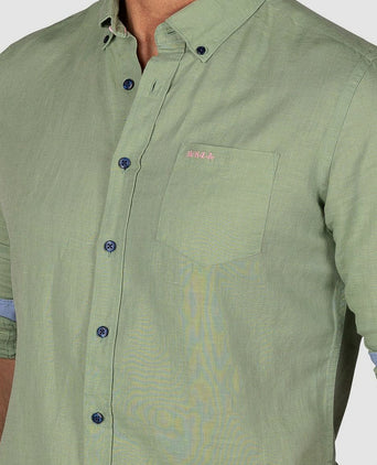 NZA shirt clayton linnen blend classic army