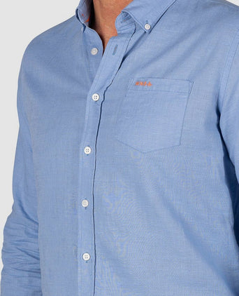NZA shirt clayton linnen blend pacific blue