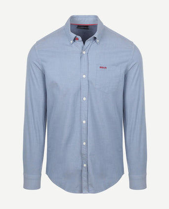 NZA shirt James twill melange blauw | Regular-fit