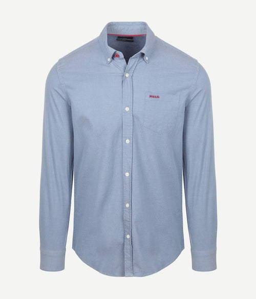 NZA shirt James twill melange blauw | Regular-fit
