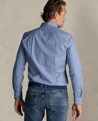 NZA shirt James twill melange blauw | Regular-fit