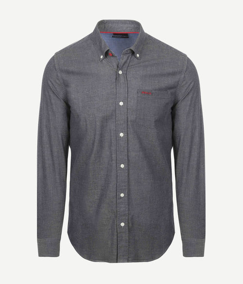 NZA shirt James twill melange donkerblauw | Regular-fit