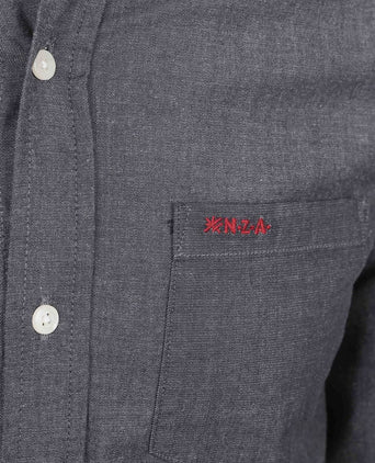 NZA shirt James twill melange donkerblauw | Regular-fit