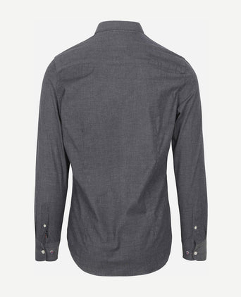 NZA shirt James twill melange donkerblauw | Regular-fit