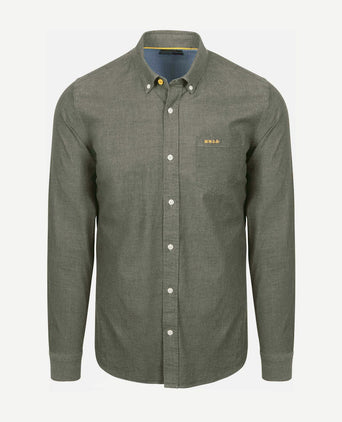 Shirt James twill melange olijfgroen