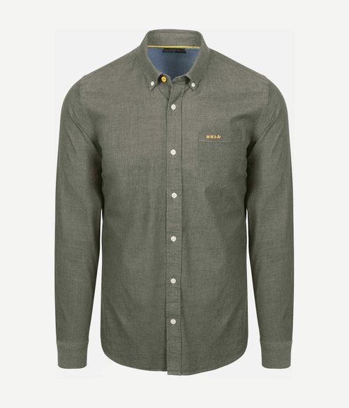 Shirt James twill melange olijfgroen