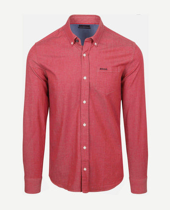 NZA shirt James twill melange rood | Regular-fit