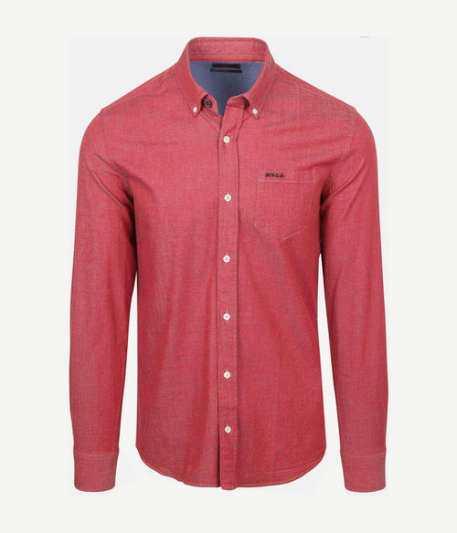 NZA shirt James twill melange rood | Regular-fit