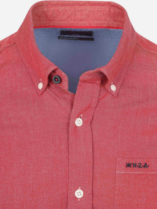 NZA shirt James twill melange rood | Regular-fit