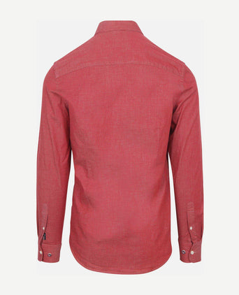 NZA shirt James twill melange rood | Regular-fit