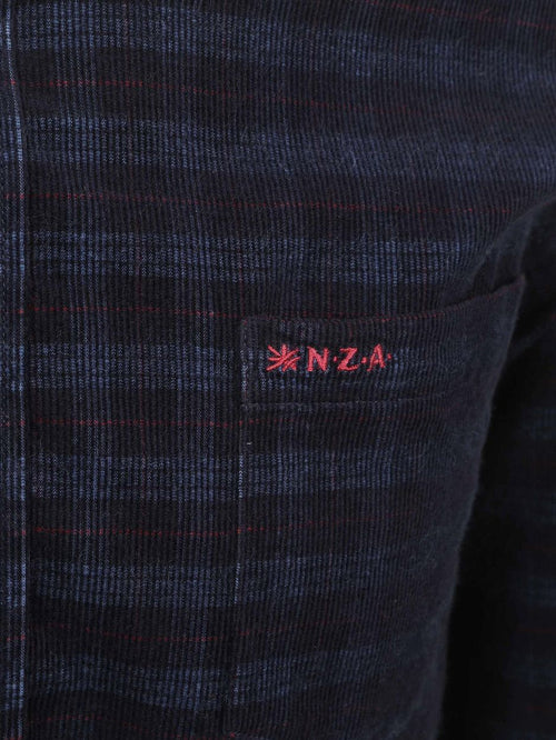 NZA shirt kauri corduroy ruit donkerblauw | Regular-fit