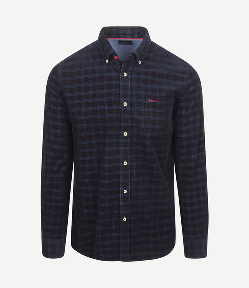 Shirt kauri corduroy ruit donkerblauw