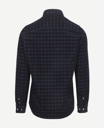 NZA shirt kauri corduroy ruit donkerblauw | Regular-fit
