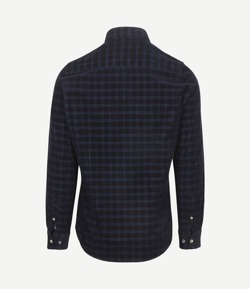 Shirt kauri corduroy ruit donkerblauw