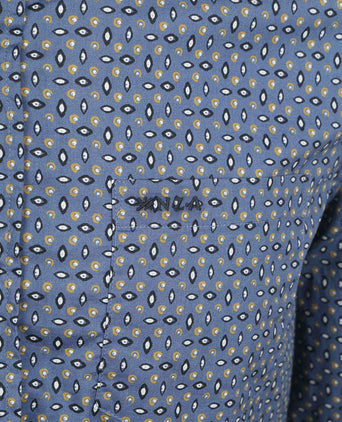 Shirt kylan poplin print blauw