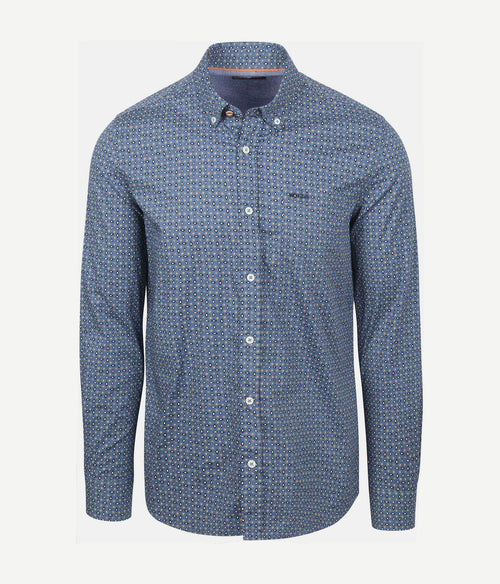 NZA shirt kylan poplin print blauw | Regular-fit