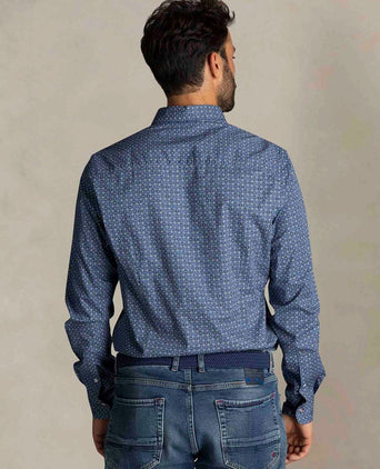 Shirt kylan poplin print blauw