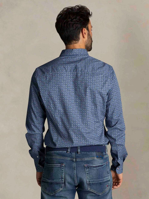Shirt kylan poplin print blauw