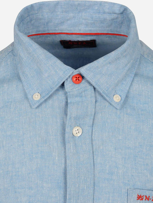 Shirt linnen blend sailing blauw