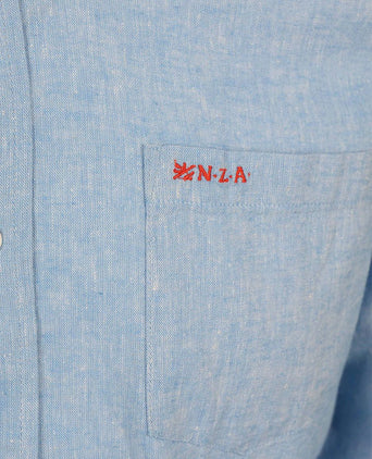 Shirt linnen blend sailing blauw