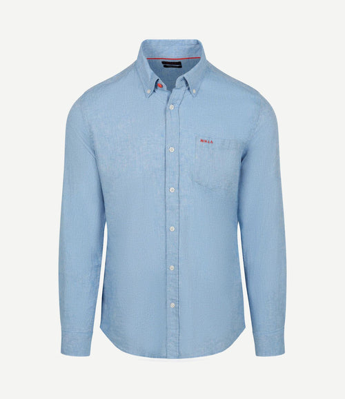 Shirt linnen blend sailing blauw