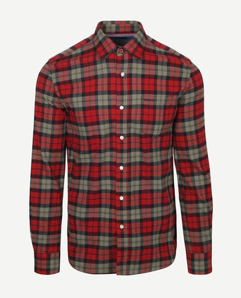 NZA shirt marcel flannel check cherry red | Regular-fit