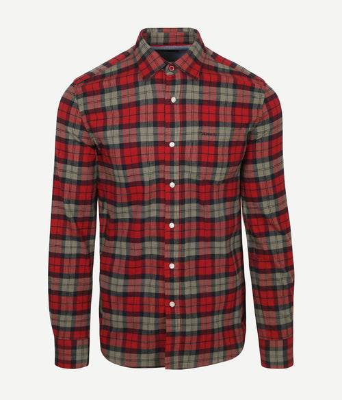 NZA shirt marcel flannel check cherry red | Regular-fit