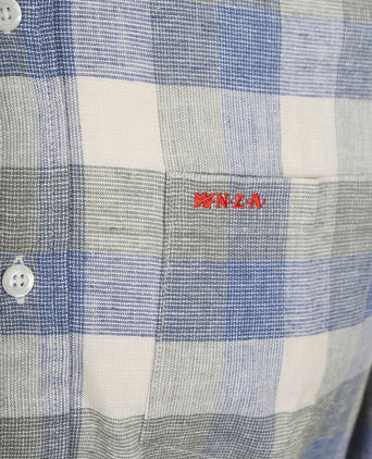 Shirt picton linnen blend ruit blauw