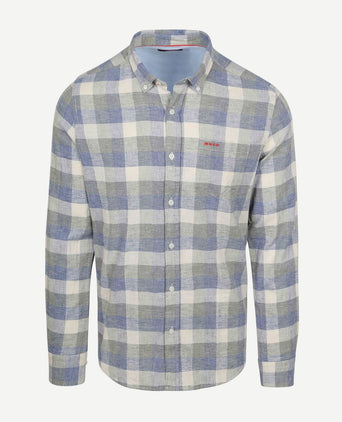 Shirt picton linnen blend ruit blauw