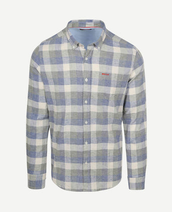 Shirt picton linnen blend ruit blauw