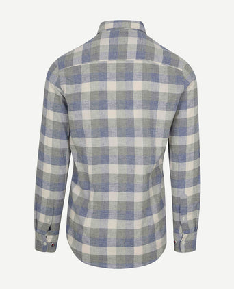 Shirt picton linnen blend ruit blauw